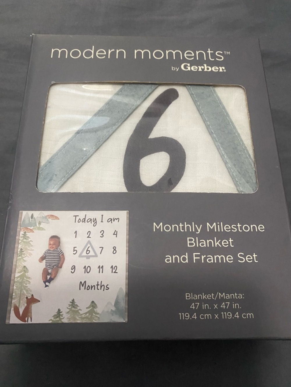 Gerber Modern Moments Blue and White Monthly Milestone Blanket & Frame Set